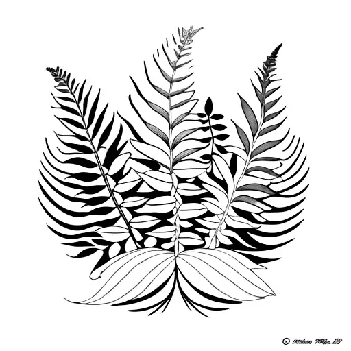 Fern Leaf And Flowers