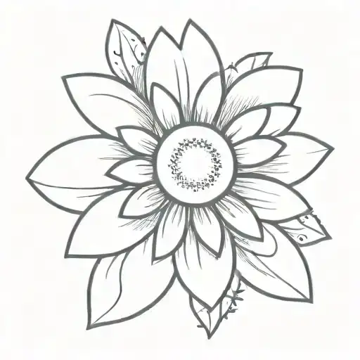 A Minimalist Design Of A Daisy Flower And A Sun Merging Together To Form A Harmonious Symbol