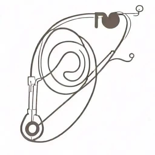 A Minimalist Tattoo Design Of A Stethoscope Intertwined With A Music Staff