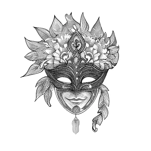 A Masquerade Mask In Form Of Line Art