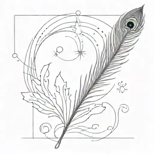 A Peacock Feather Turning Into A Nautical Map Symbolizing The Stars