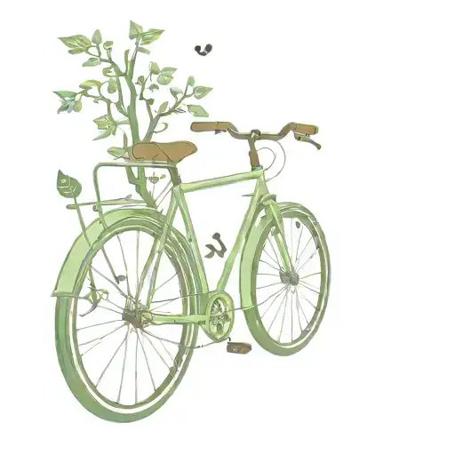 A Detailed Bike Winding Through A Lush Forest With Music Notes Floating In The Air