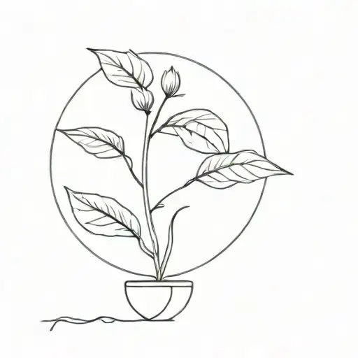 A Minimalist Tattoo Of A Plant Growing Out Of A Vinyl Record