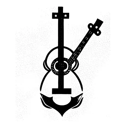 Left Side Anchor And Right Side Acoustic Bass Guitar