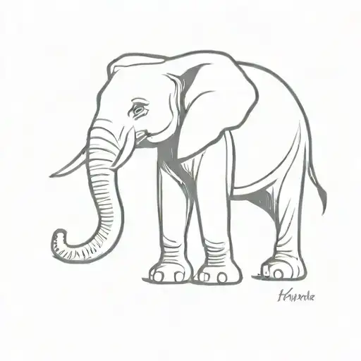 Elephant Is Side View Drawn With Very Sharp Lines