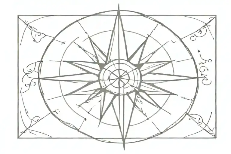 A Minimalist Tattoo Of A Compass Rose Symbolizing Travel And Exploration