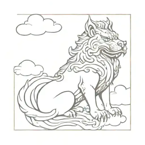 Foo Dog Sitting On Clouds