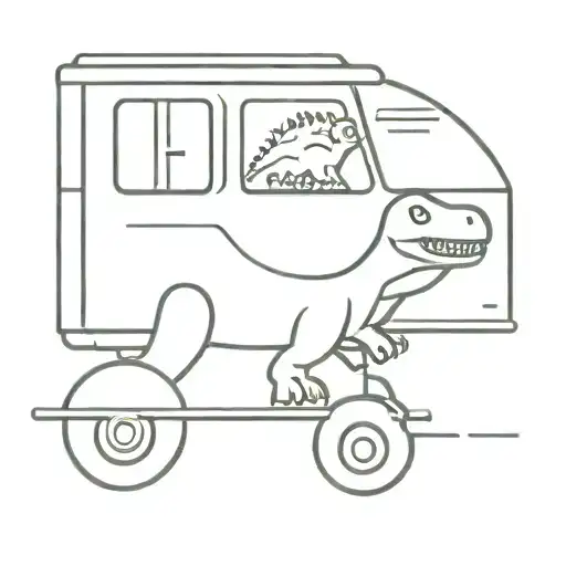 Dinosaur Riding A Train