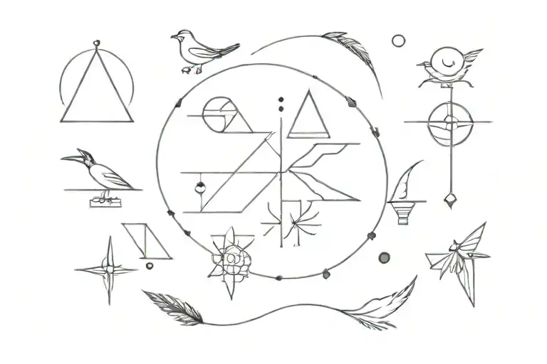 Minimalist Creative Tattoo Design Featuring Iconic Symbols