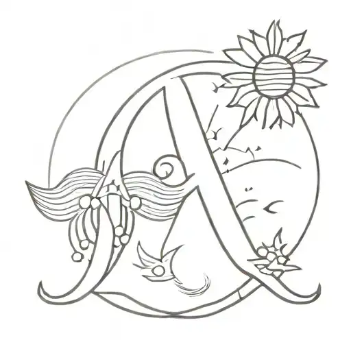 Alphabet M With Sun Sea