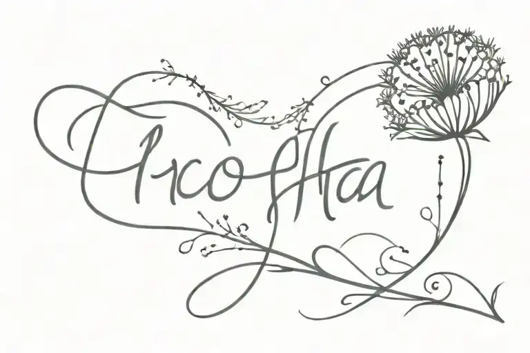 Aroha Written With One Minimalist Dandelion Flower