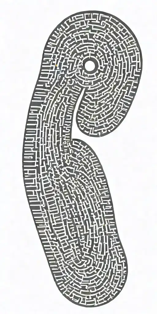 An Abstract Minimalist Tattoo Of A Motorcycle Tire Track Forming A Semicolon Symbol