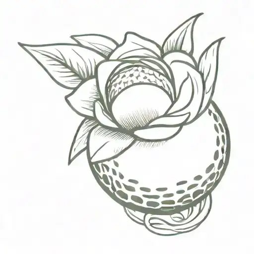 A Minimalist Tattoo Of A Golf Ball Transforming Into A Blooming Flower