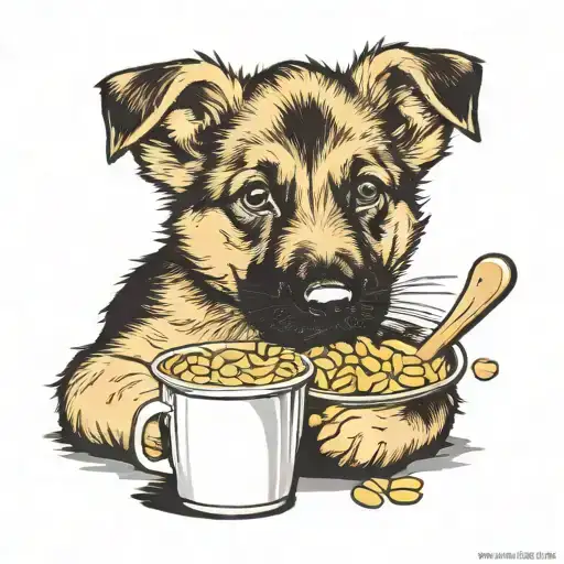 German Shepard Puppy Eating Food Items Like