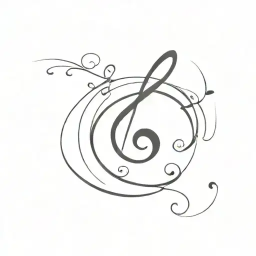 A Minimalist Tattoo Design Of A Music Note With A Trail Of Happiness Symbols Flowing From It