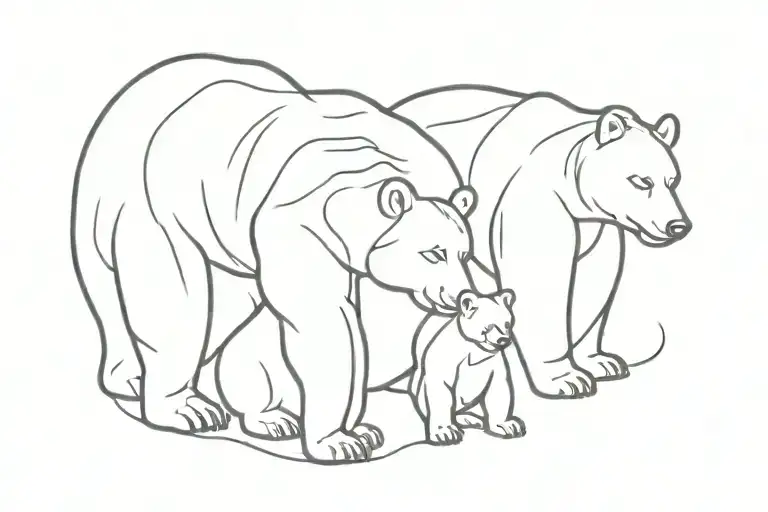 Bear Familiy With Dad Mom And Child Bear Walikng Ina Line
