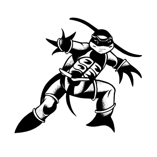 Abstract Tattoo Of Ninja Turtles 90S Cartoon In Black
