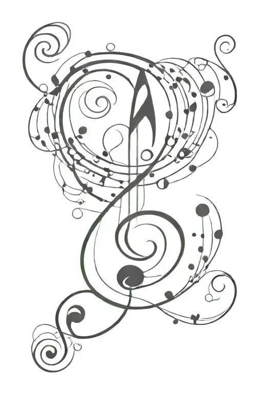 A Minimalist Tattoo Design Of A Music Note With A Trail Of Happiness Symbols Flowing From It