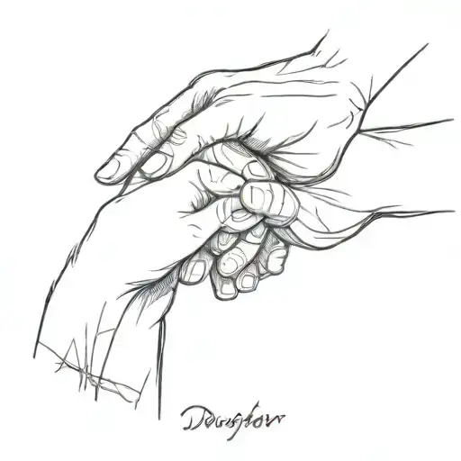 Daughter And Father Holding Hands Holding