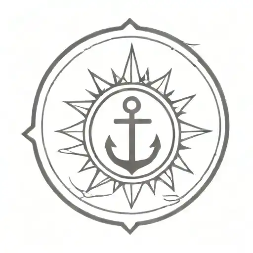 Sun And Anchor And Wave In One Circle