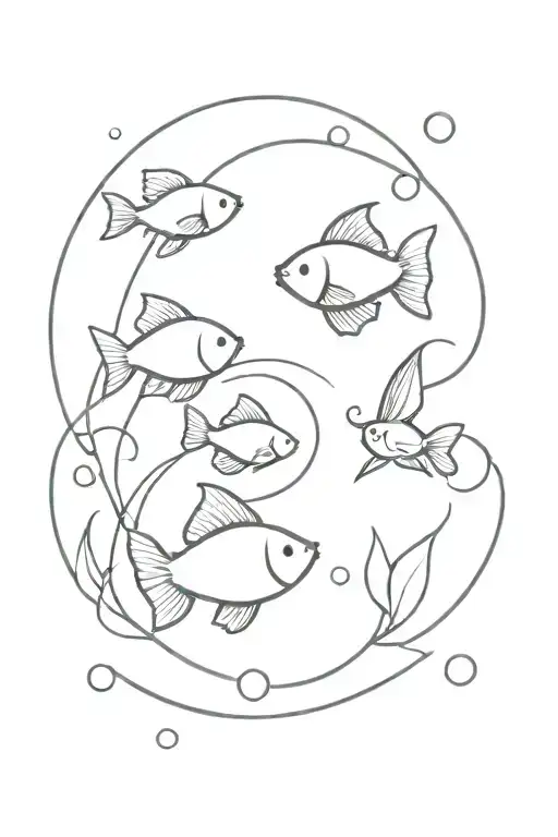 Lily Pad Semi Colon And Goldfish Swimming In Circle