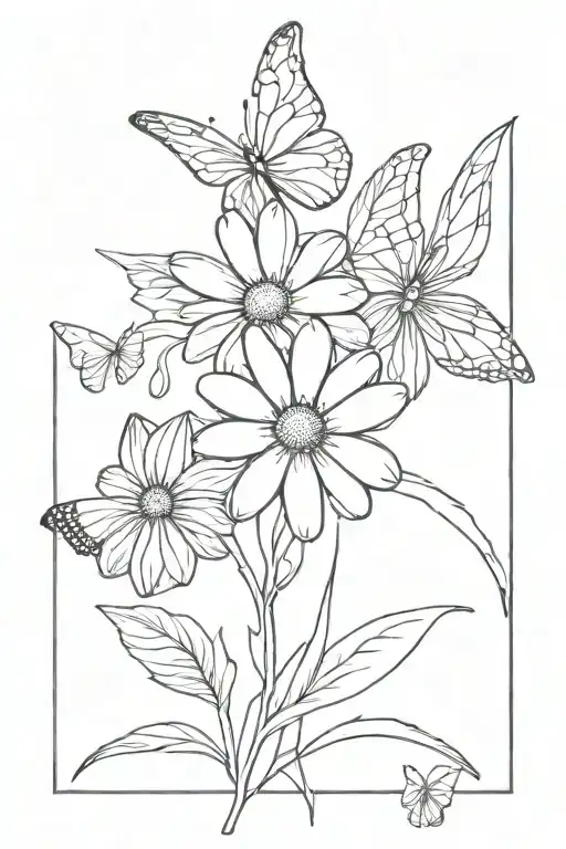 Daisy With 1 Angel Wing And 1 Butterfly Wing Fused