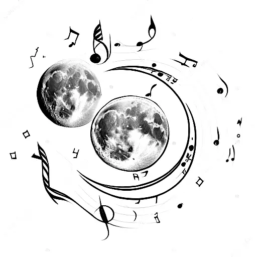 Moon With Music With Planet With Star