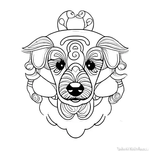 A Minimalist Tattoo Of A Cockapoo Dog With A Playful Expression