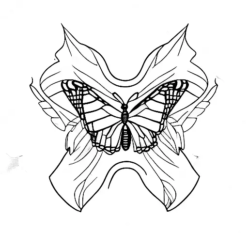 Outline Of Hummingbird With Monarch Butterfly On The Peak