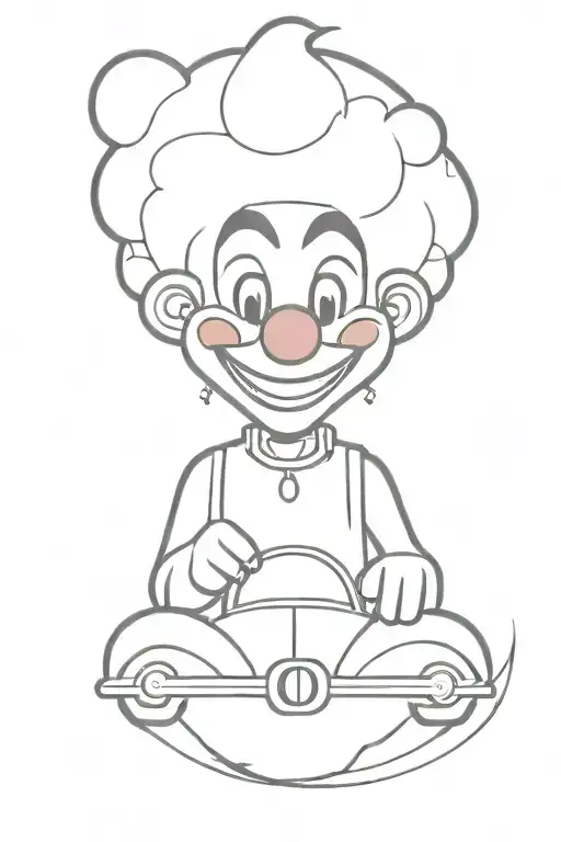 An Edgy Tattoo Design Featuring A Clown Driving A Rock Music Themed Car