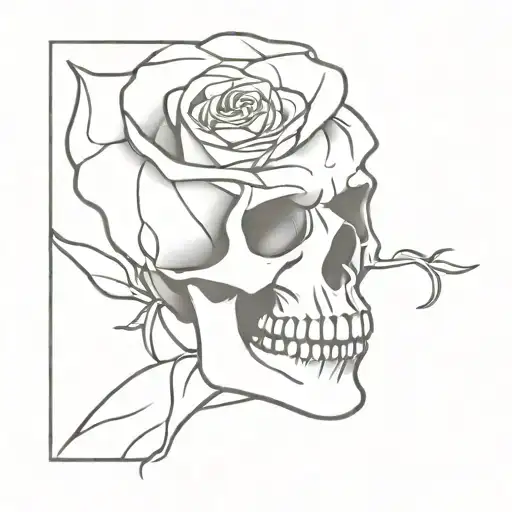 Skull Rose In Mouth Wide Open