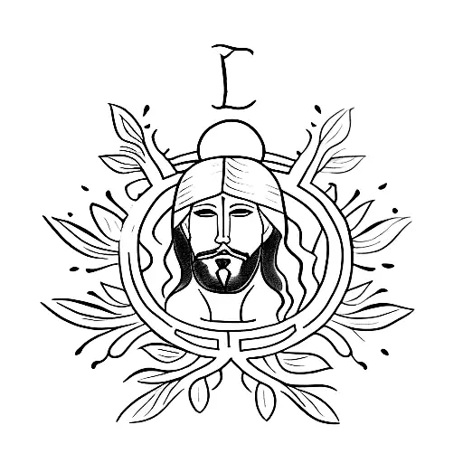 A Minimalist Tattoo Of Jesus With The Word 'Shalom' Incorporated Into The Design