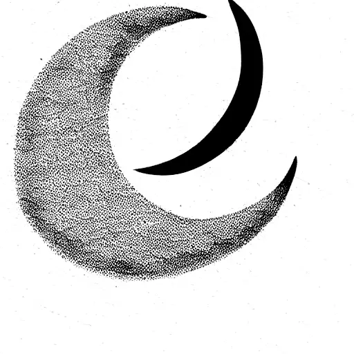 Crescent Moon With Line Going Down