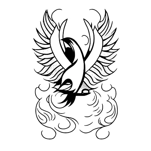 A Vertical Tattoo Of A Phoenix Over A Book