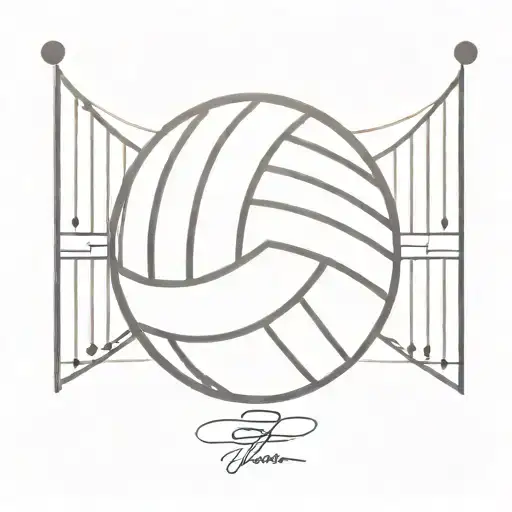 A Minimalist Tattoo Of A Volleyball With A Music Staff Wrapped Around It