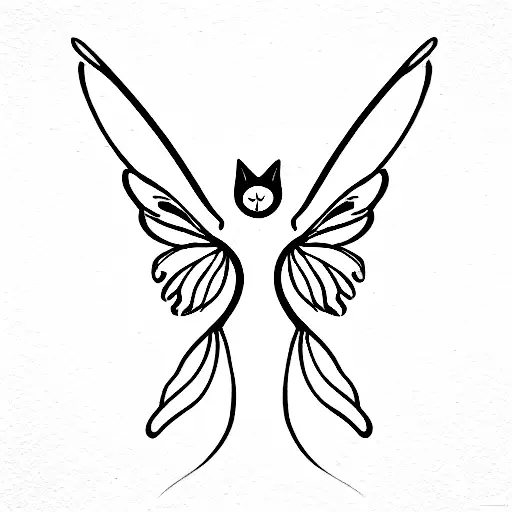 Cat Baby Sketch Witz Fairy Wings