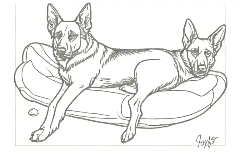 German Shepherd On A Pool Float