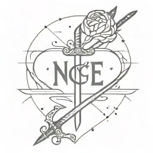 A Sword With Half Heart And Half Brain With Text Nosce Te Ipsum And The Theme Should Be Geometric