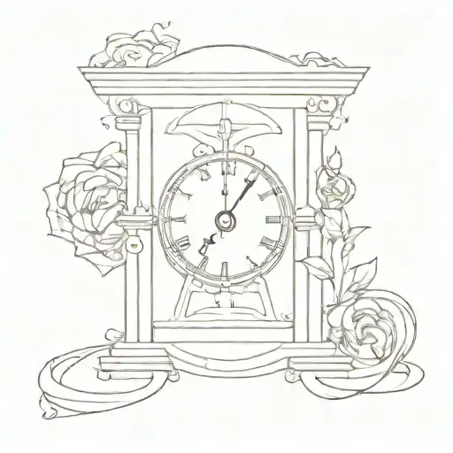 Tattoo Sketch Of A Reverse Hourglass Inside A Oposite Clock Numbers In Esher Style