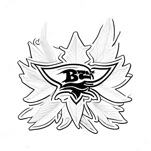A Minimalist Tattoo Of A Baltimore Ravens Logo Made Up Of Cannabis Leaf Silhouettes