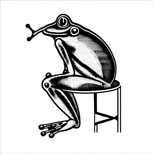 Frog Sitting On A Barstool Eating A Bowl Of Cereal