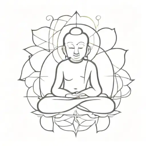 A Fine Line Tattoo Ineherent With The Budddhism Easy To Draw