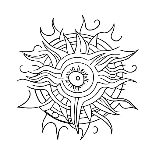 Negative Space Tattoo With A Sun