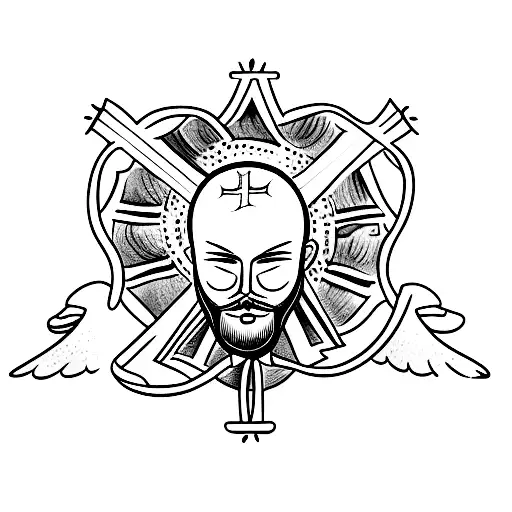 John The Baptist's Severed Head With A Dove And A Cross Above