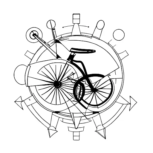 A Minimalist Tattoo Of A Bicycle With A Compass As The Front Wheel