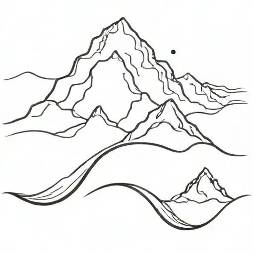 Wave Into A Mountain Range Silhouette