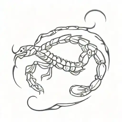 A Minimalist Scorpion Tattoo With A Subtle Incorporation Of The Number 444 In The Background