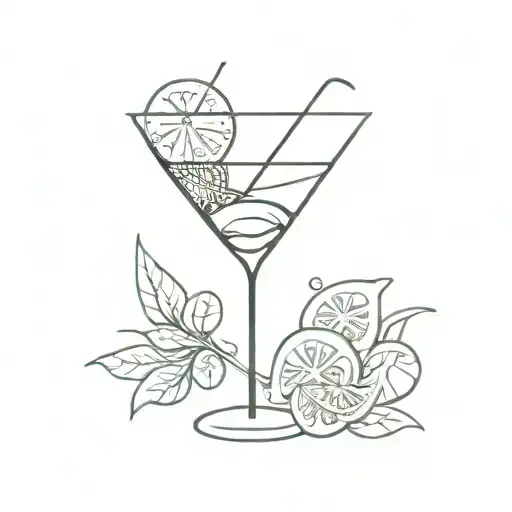 Abstract Martini Glass With Swirling Cocktail Ingredients Inside