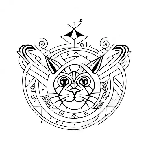 A Minimalist Design Of The Client's Zodiac Symbol Intertwined With A Cat Silhouette