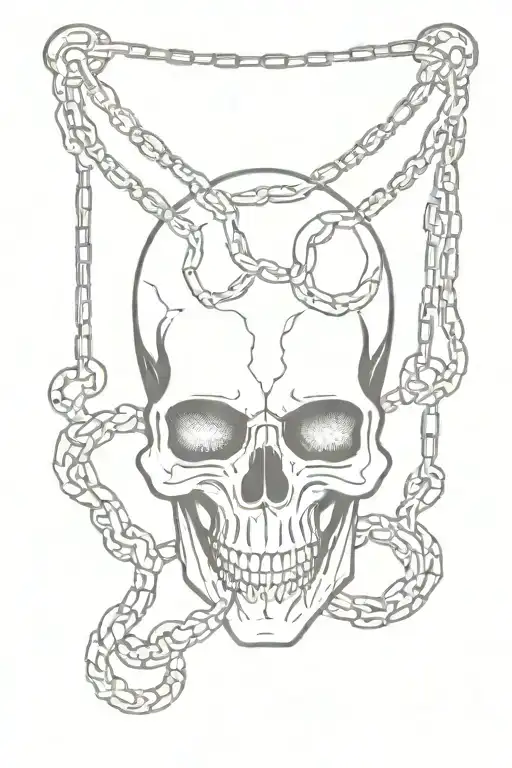 Knee Skull With Snakes With Chains That